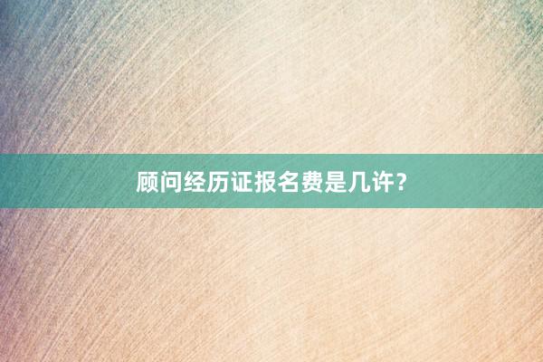 顾问经历证报名费是几许？