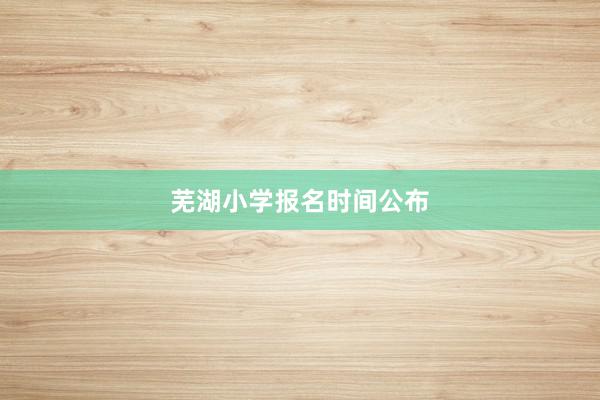 芜湖小学报名时间公布
