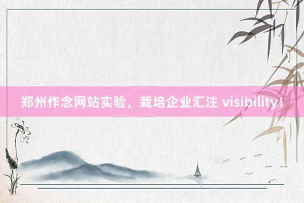 郑州作念网站实验，栽培企业汇注 visibility！