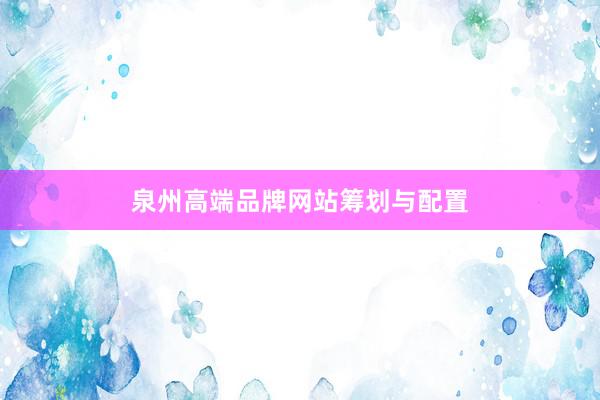 泉州高端品牌网站筹划与配置