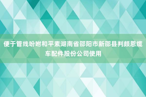 便于管线吩咐和平素湖南省邵阳市新邵县判颇恩缆车配件股份公司使用