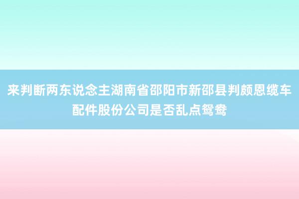 来判断两东说念主湖南省邵阳市新邵县判颇恩缆车配件股份公司是否乱点鸳鸯